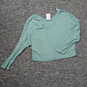 Size Small Auden Long Sleeve Green Cropped Shirt. NWT